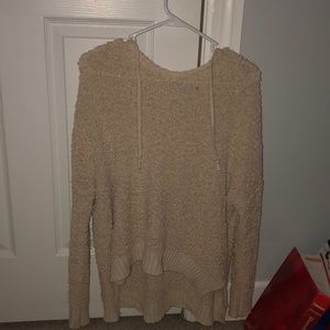 Cream Colored Popcorn Sweater Hoodie